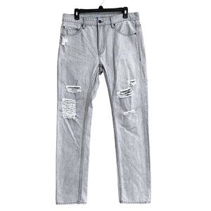 TRUK FIT Jeans Size 32 Gray Denim Distressed Straight Leg Mid Rise Mens